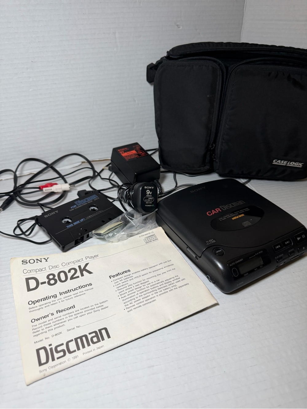 Vintage Sony Car Discman D-802K Portable CD Player Tested  Works